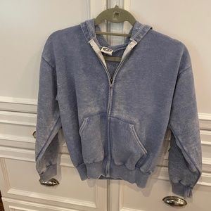 JET (John Eshaya) brand hoodie in size small. Washed out blue with design